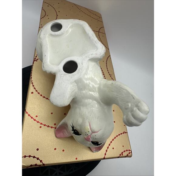 Vintage Porcelain White Cat Shelf Edge Sitter Figurine - Picture 3 of 6